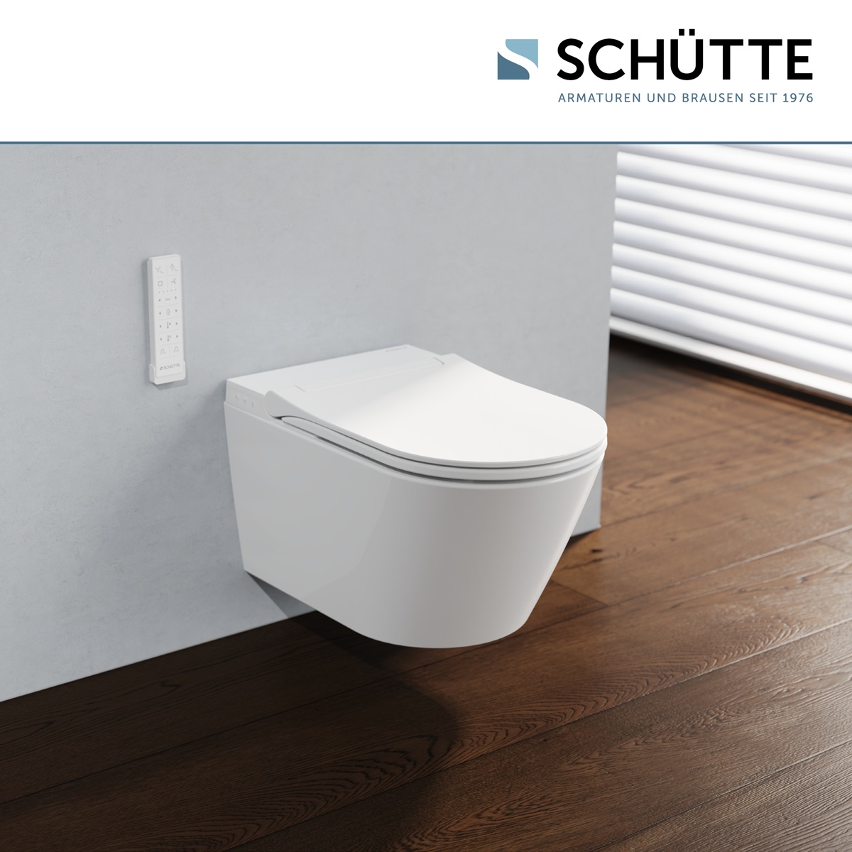 Schutte Cesari Premium randloze douche wc met Slim toiletzitting wit glans