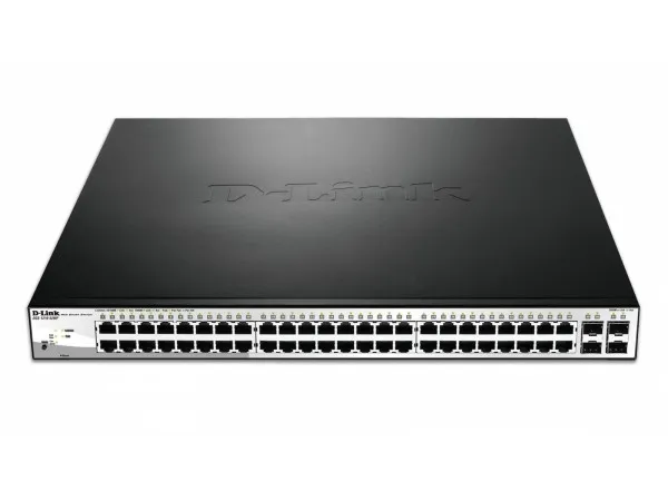 D-Link Web Smart DGS-1210-52MP - Switch - Administreret - 8 x 10/100/1000 (PoE )   40 x 10/100/1000 (PoE)   4 x SFP - desktop, monterbar på stativ - PoE  (370 W)