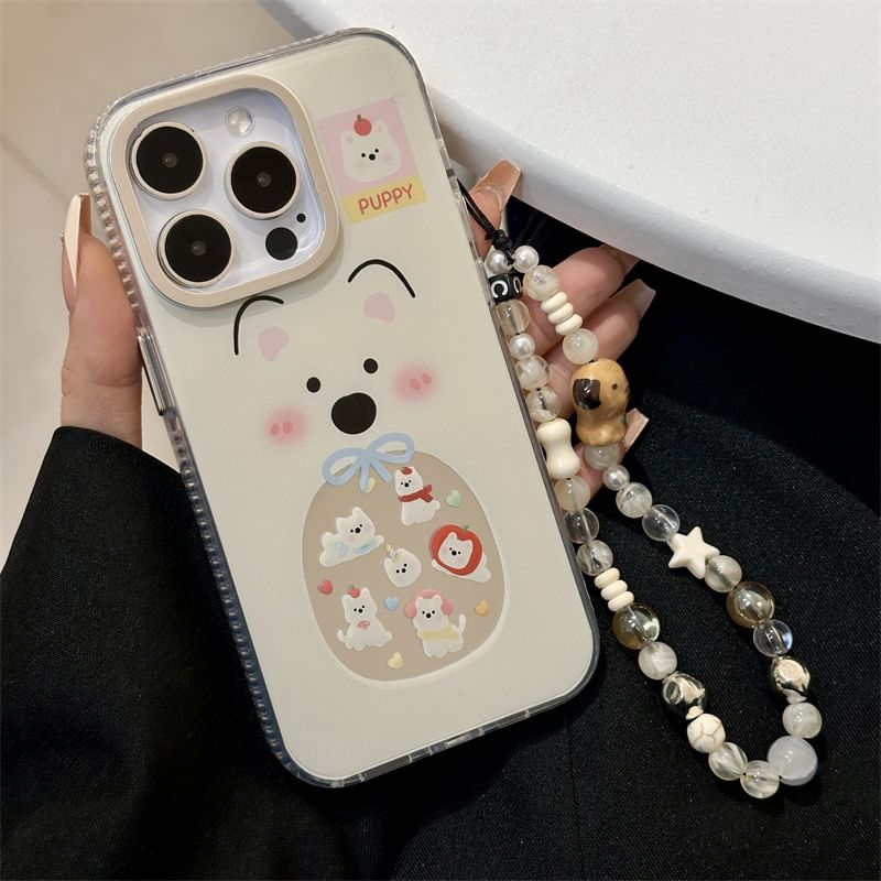 Fonekase - Hond Gespiegeld Telefoonhoesje / Bandje / Set - Apple iPhone 16 Pro Max / 16 Pro / 16 Plus / 16 / 15 Pro Max / 15 Pro / 15 Plus / 15 / 14 Pro Max / 14 Pro / 14 Plus / 14 / SE / 13 Pro Max / 13 Pro / 13