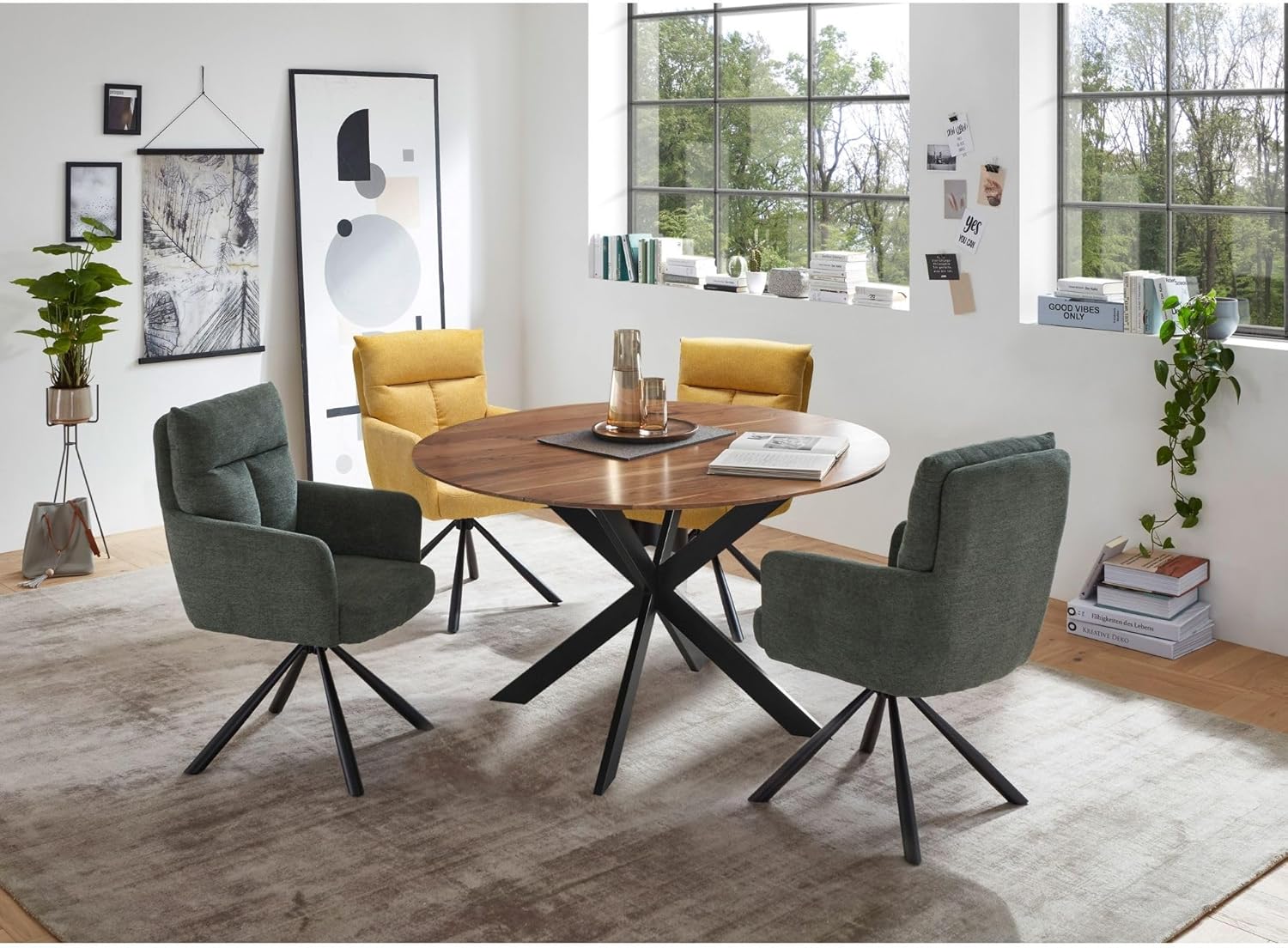SOFIA Esszimmerstühle 2er Set mit schwarzem Metallgestell und Microfaser Bezug, Grau - Bequeme Stühle für Esszimmer & Wohnzimmer - 60 x 93 x 67 cm (B/H/T)