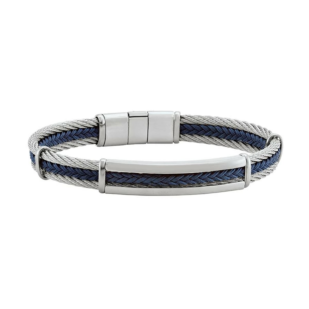 Bracelet homme Jourdan Ugo acier corde marine bleue