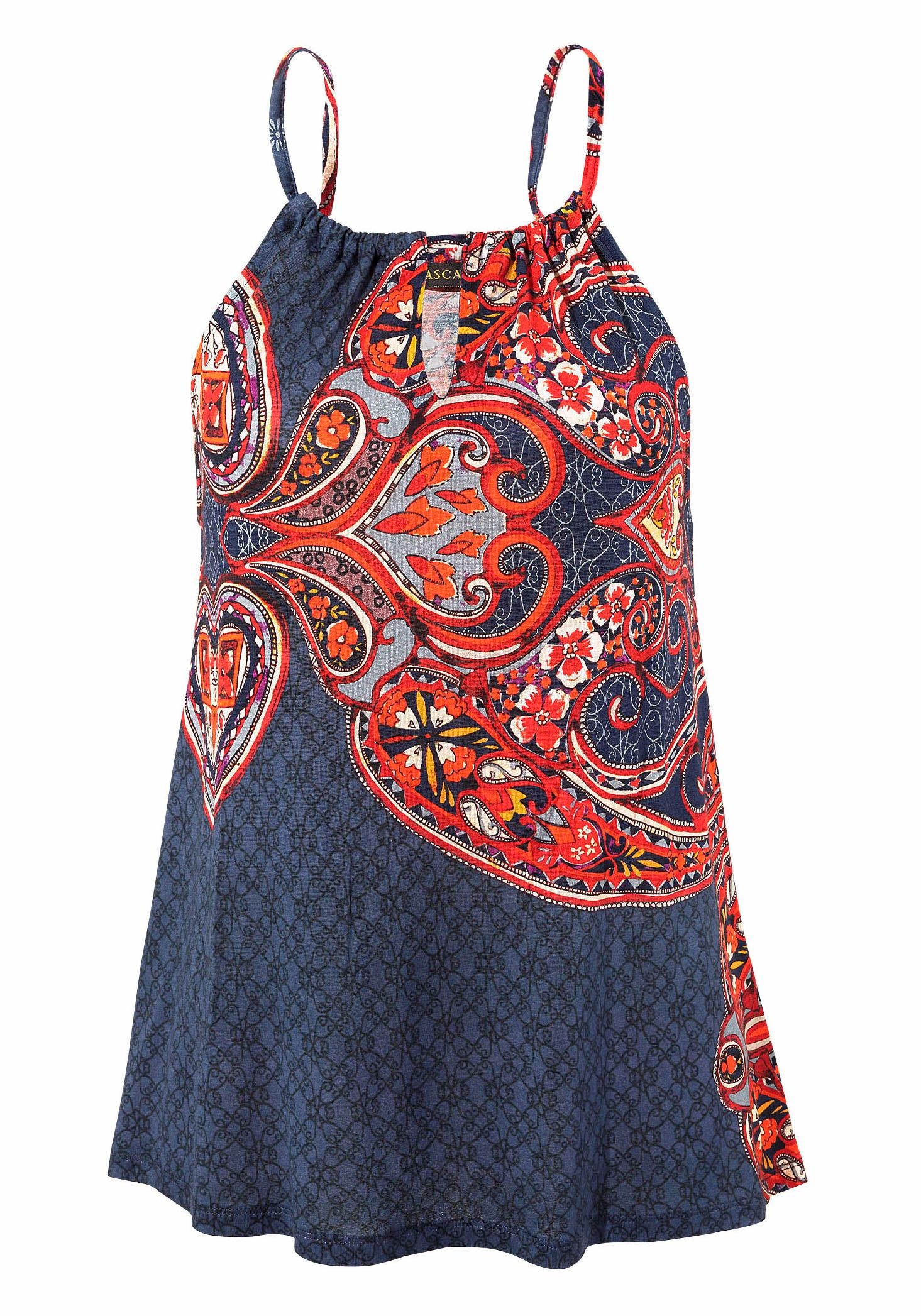 LASCANA Strandtop , mit Paisleyprint und Schlitz am Ausschnitt, Spaghettitop