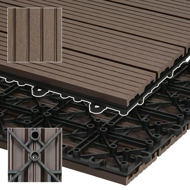 ECD Germany WPC terrassefliser 30x30 cm 33-delt besparelsessæt til 3m² mørkebrun