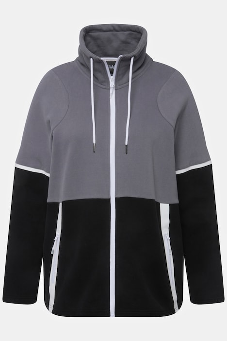Sweatjacke, zweifarbig, Stehkragen, Reißverschlusstaschen