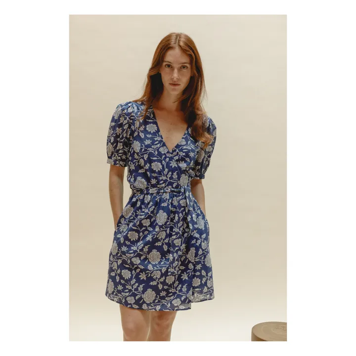 Emile et Ida Robe Ziggy Fleurs - Collection Femme | Bleu