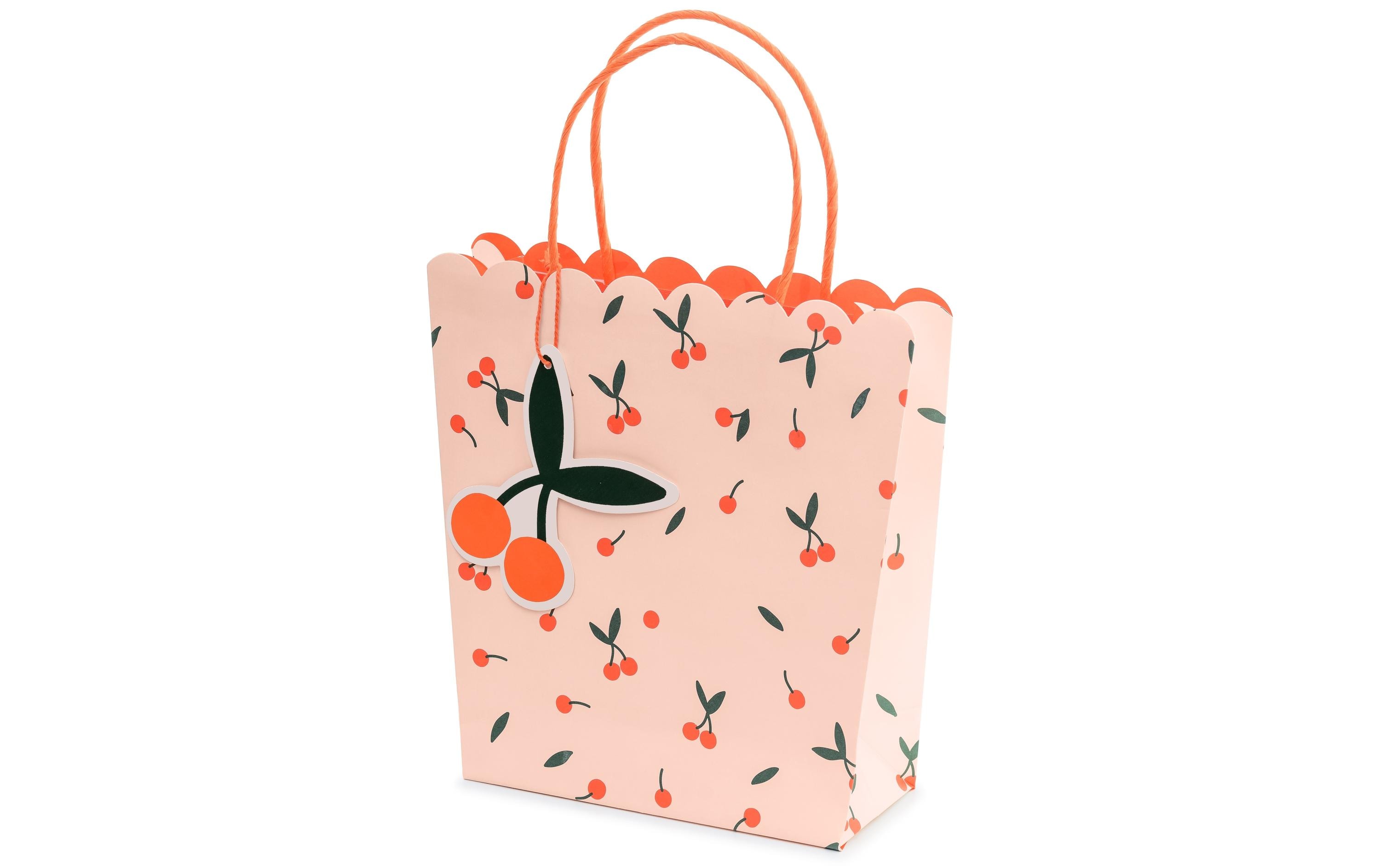 Geschenktasche Kirschen 22 x 23 x 8 cm, RosaGeschenktüte mit Farbdruck