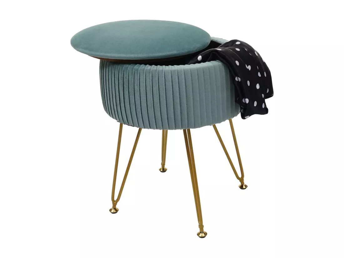 Pouf MCW-K47, vert, piètement or