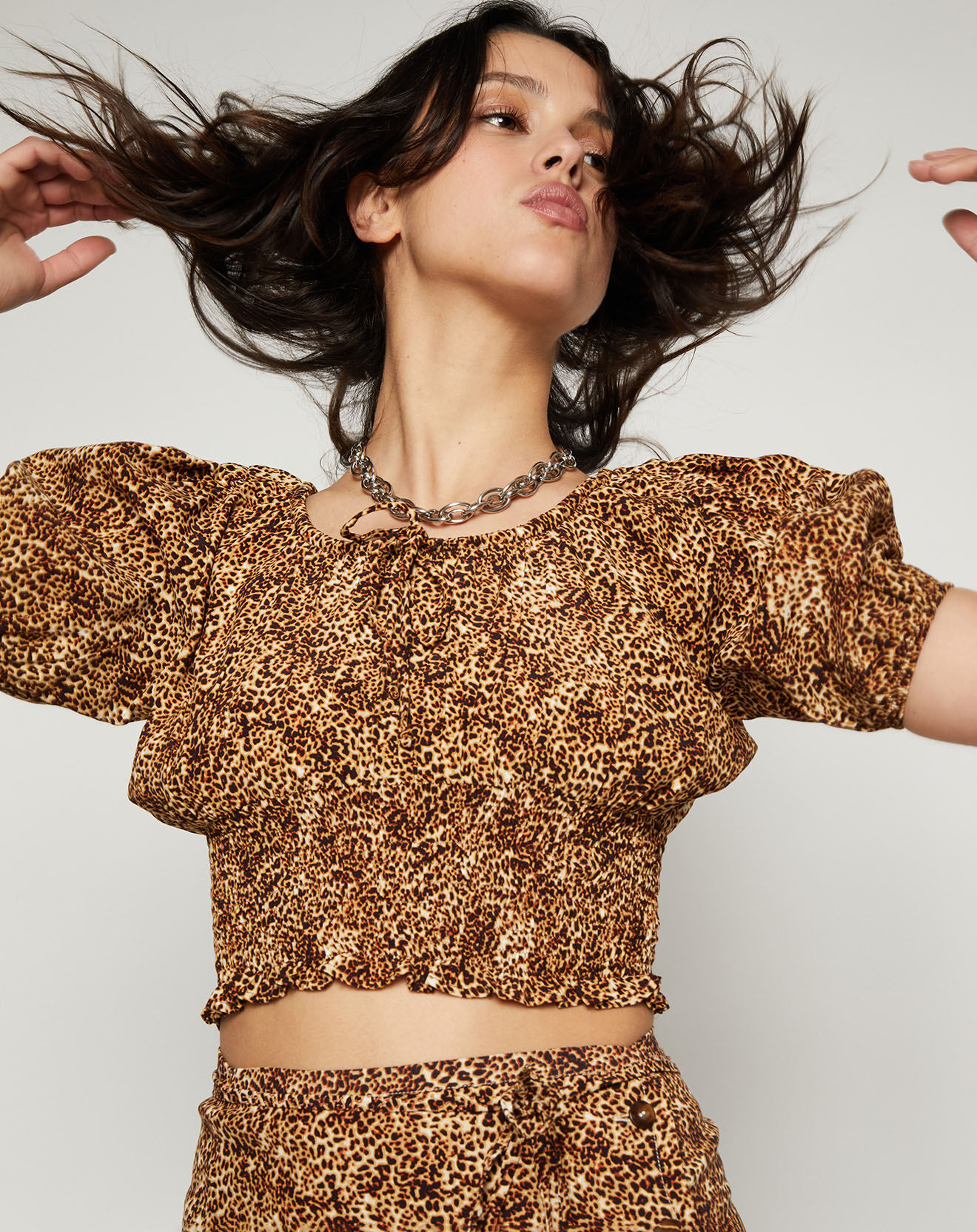 Faithfull the Brand Top Anne Laure imprimé animal marron