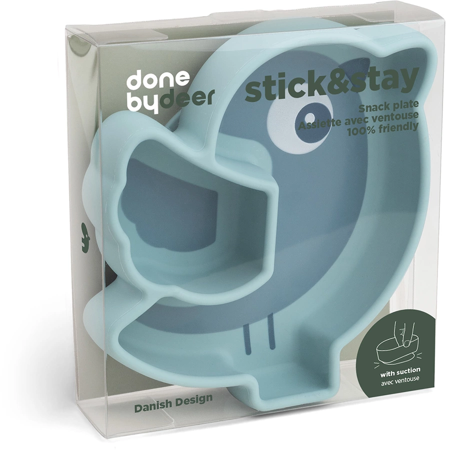 Done by Deer™ Snackteller Silikon Stick&Stay in Birdee Blau