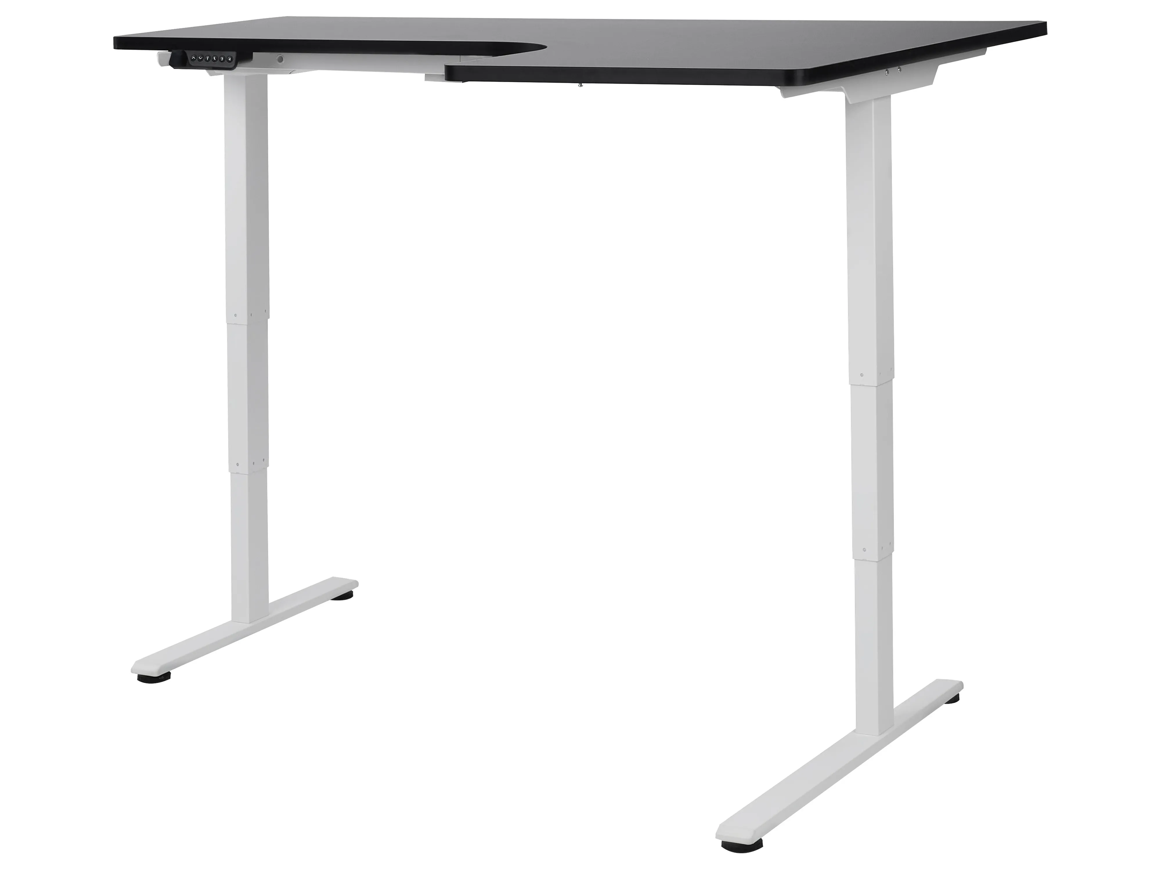Elektrisch verstelbaar hoekbureau DESTINES Zwart/wit 160 cm 109 cm rechtszijdig