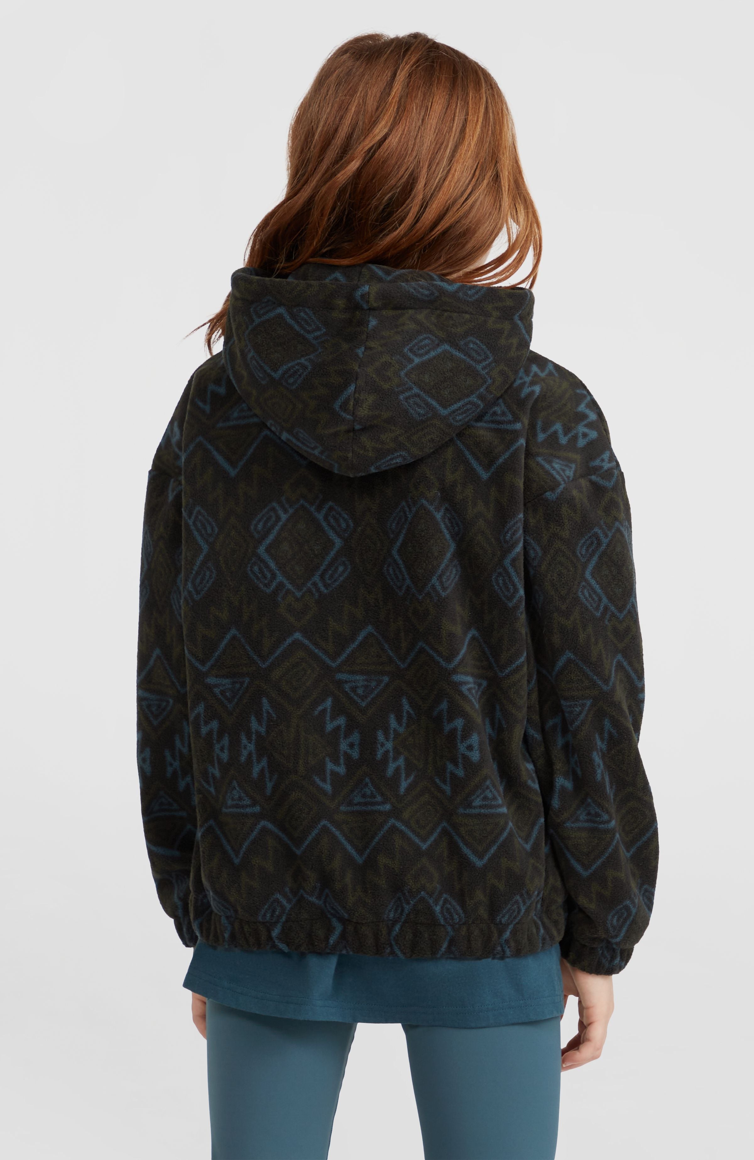 Superfleece hoodie met halve rits