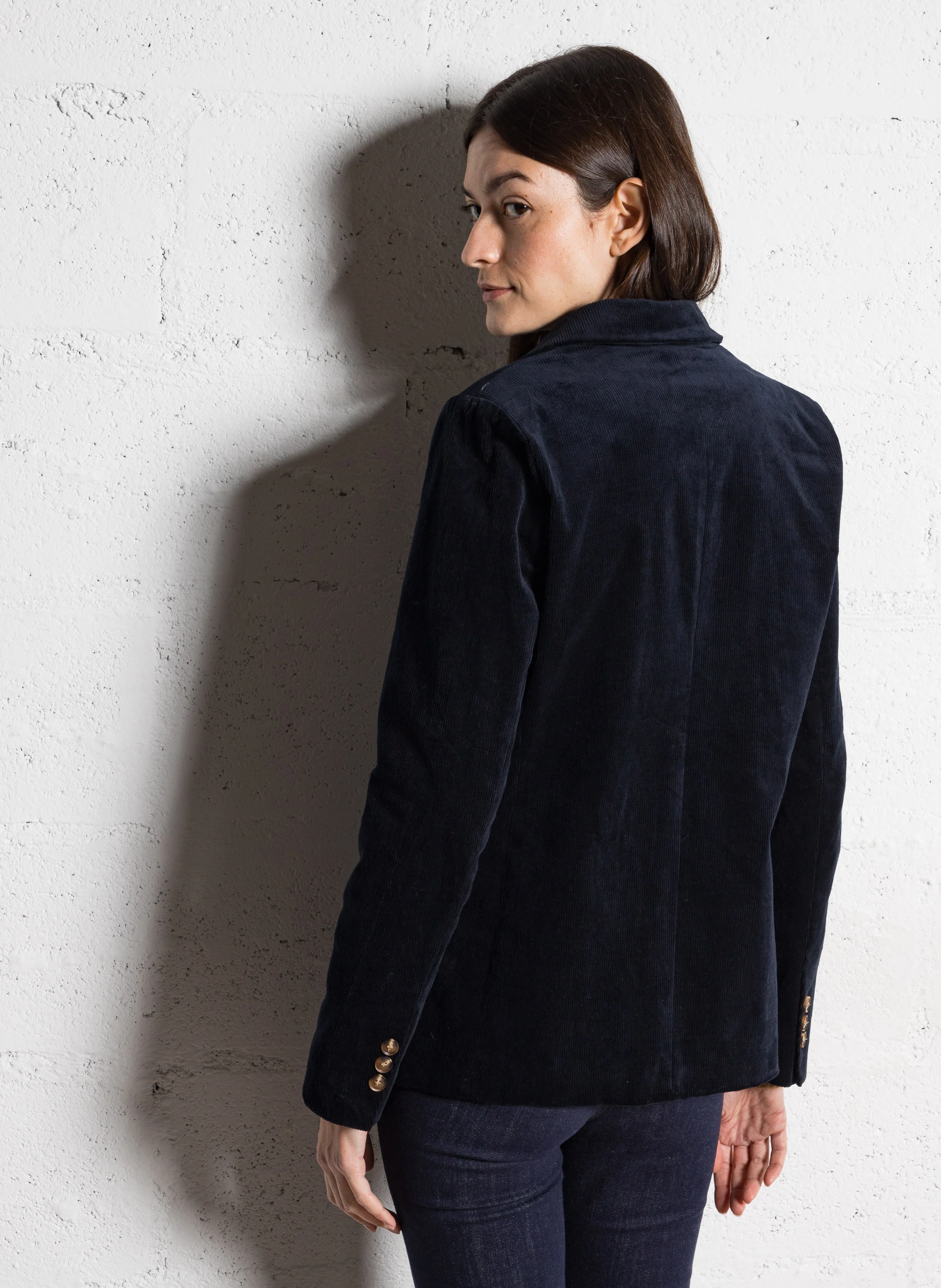VALERIA - Veste de taille en velours côtelé | Bleu