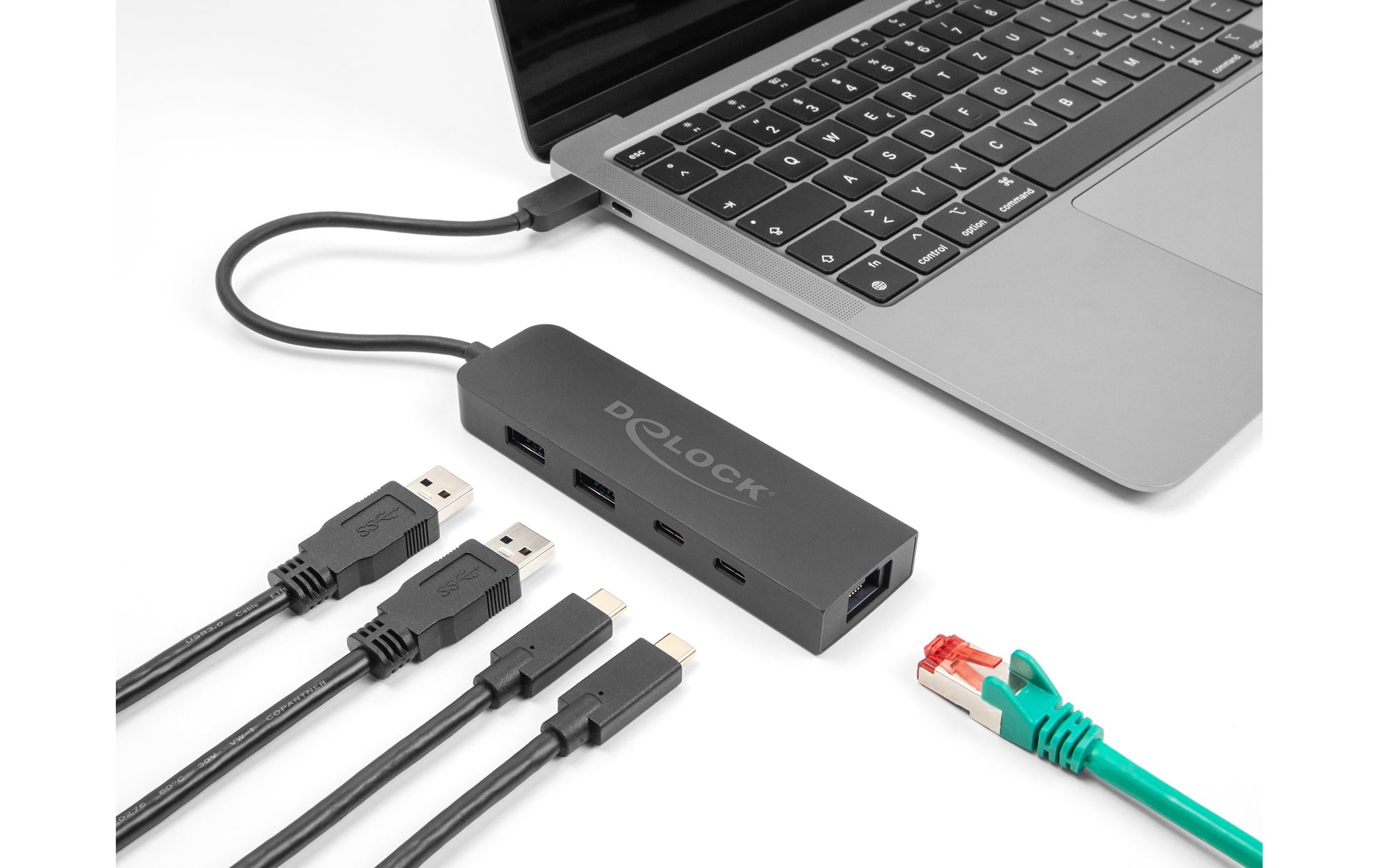 USB-Hub USB A/USB C mit 2.5 Gigabit LANDelock 10 Gbps USB Hub mit 2.5 Gigabit LAN Port und PD 85 W