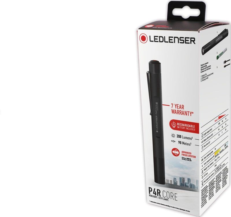 Led Lenser - P4R Core - Zaklamp - Zwart - Oplaadbare Batterij - 200 Lumen