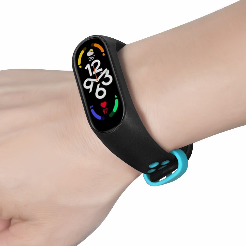 Xiaomi Mi Band 7 / 6 / 5 / 4 / 3 Silikon Sport Armband Dual Color (Gelenkumfang 150-220mm) - Schwarz / Blau