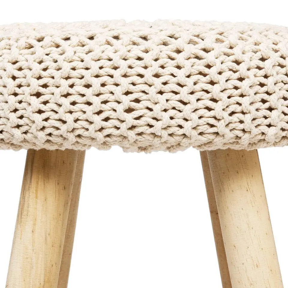 Atmosphera Ribcord krukje - beige - hout/stof - D31 x H43 cm