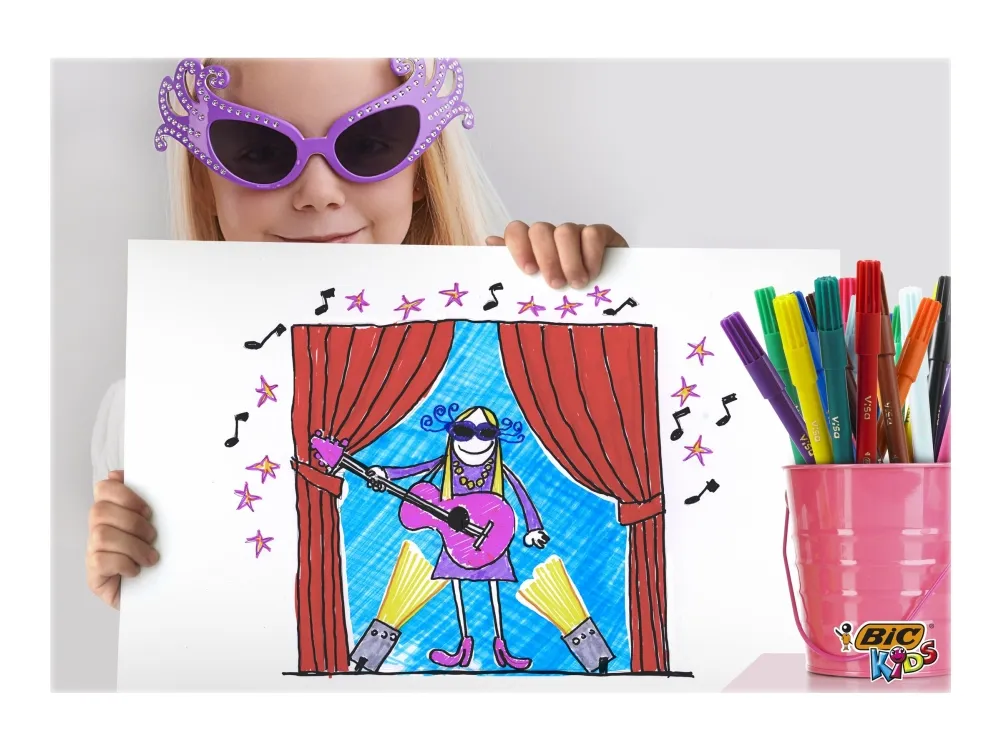 Farvetusser BIC Kids Visa Tynd Spids med 12 stk. ass. farver