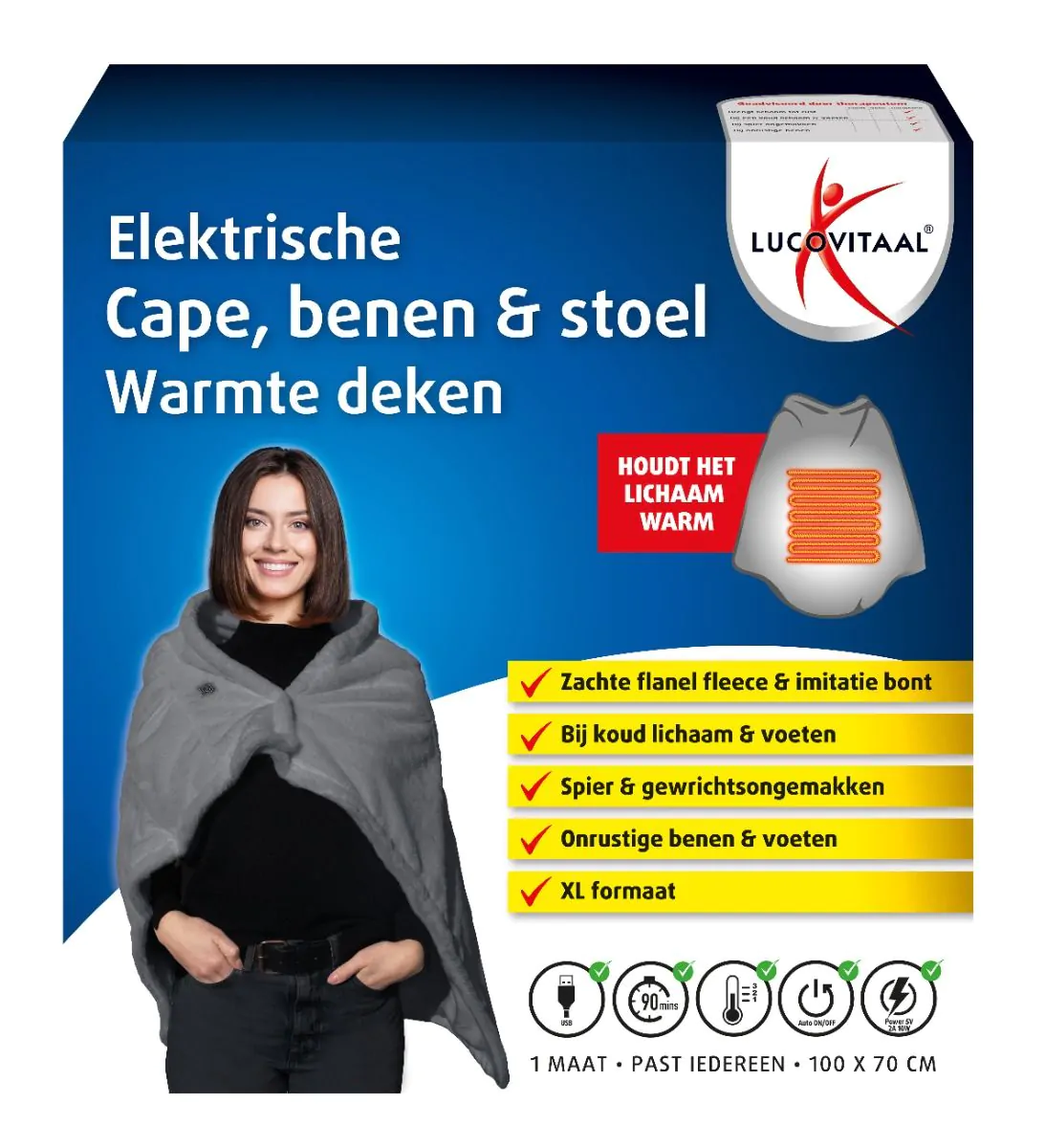 Elektrische Cape, benen & stoel Warmte deken