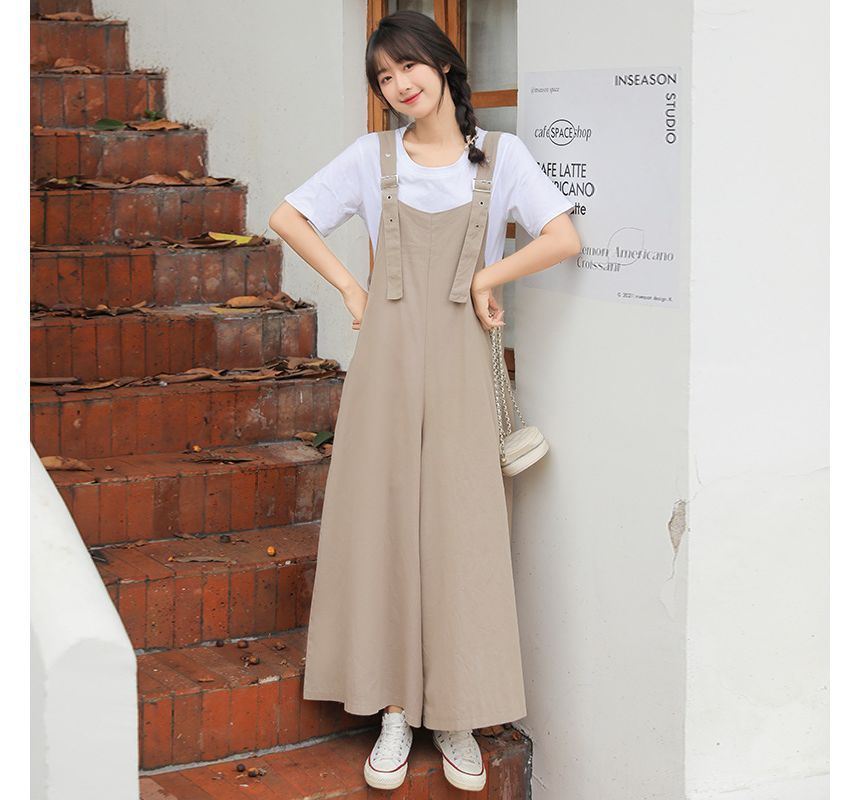 Honey River - Wijde jumpsuit met effen pijpen