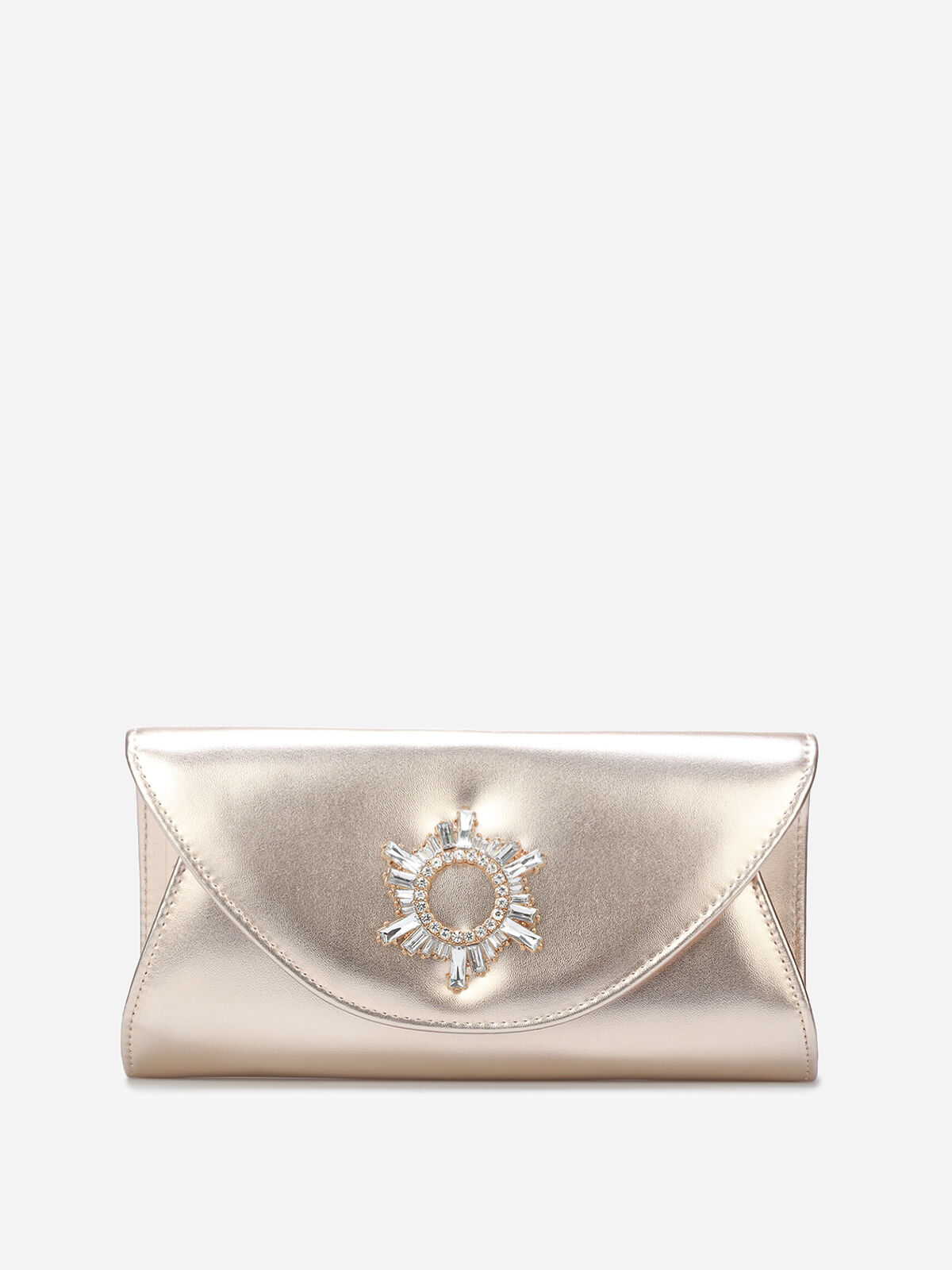 Pochette de soirée à boucle en strass- Doré rose