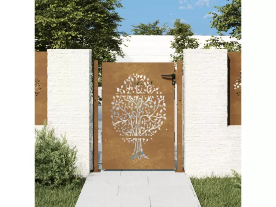 Portail de jardin 105x155 cm acier corten conception de l'arbre