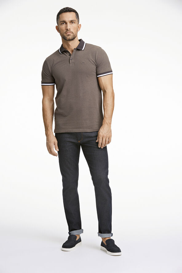 Lindbergh Cotton pique polo S/S Dk brown mix