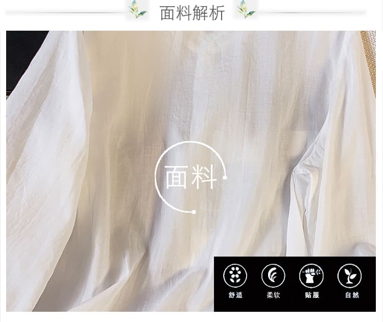 Fioridi - Hanfu blouse met lange mouwen en bandkraag
