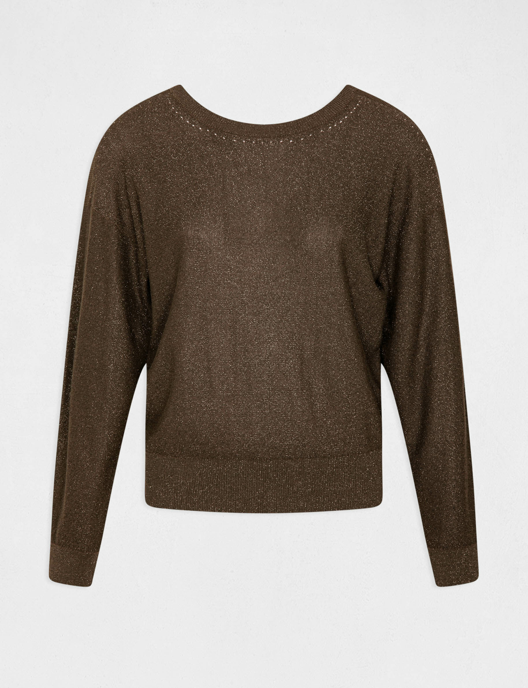 Pull manches longues à col rond vert kaki femme - vert_kaki