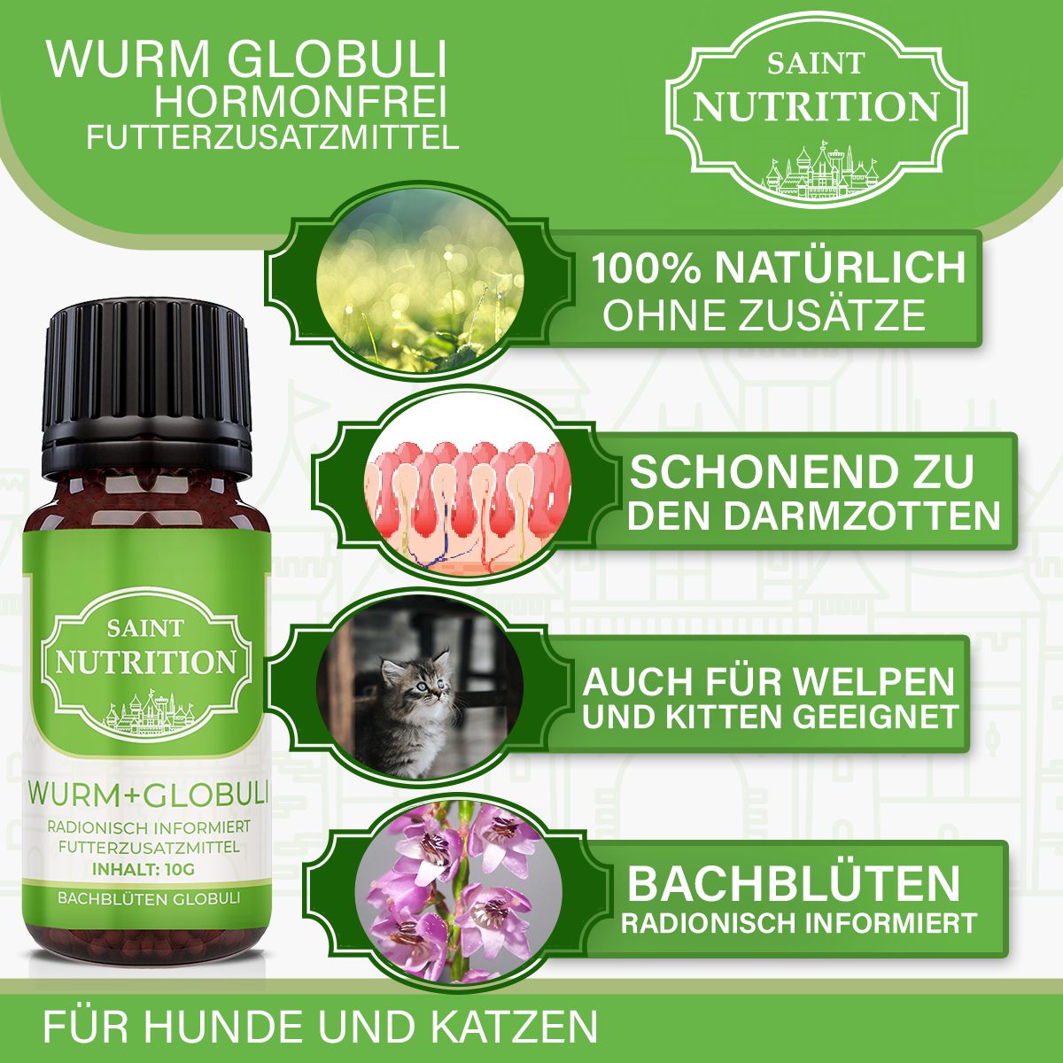 Saint Nutrition® | Wurm Kügelchen | Wurmmittel für Tiere