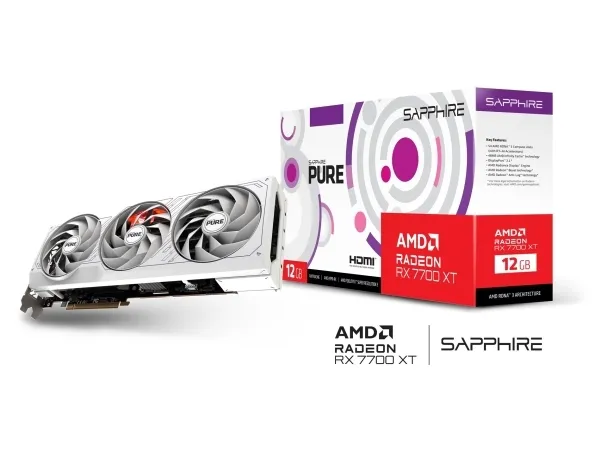 Sapphire Pure Radeon RX 7700 XT 12GB - Grafikkort - Radeon RX 7700 XT - 12 GB GDDR6 - PCIe 4.0 x16 - 2 x DisplayPort, 2 x HDMI