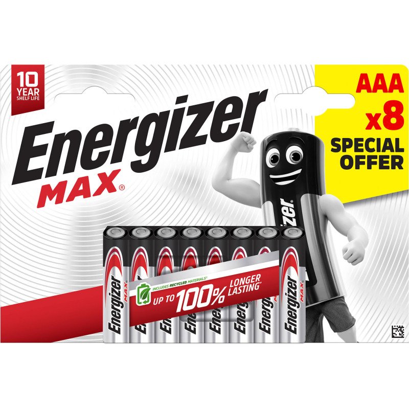 Energizer Max - Pack de 8 piles Alcalines AAA/LR03 - 1,5V