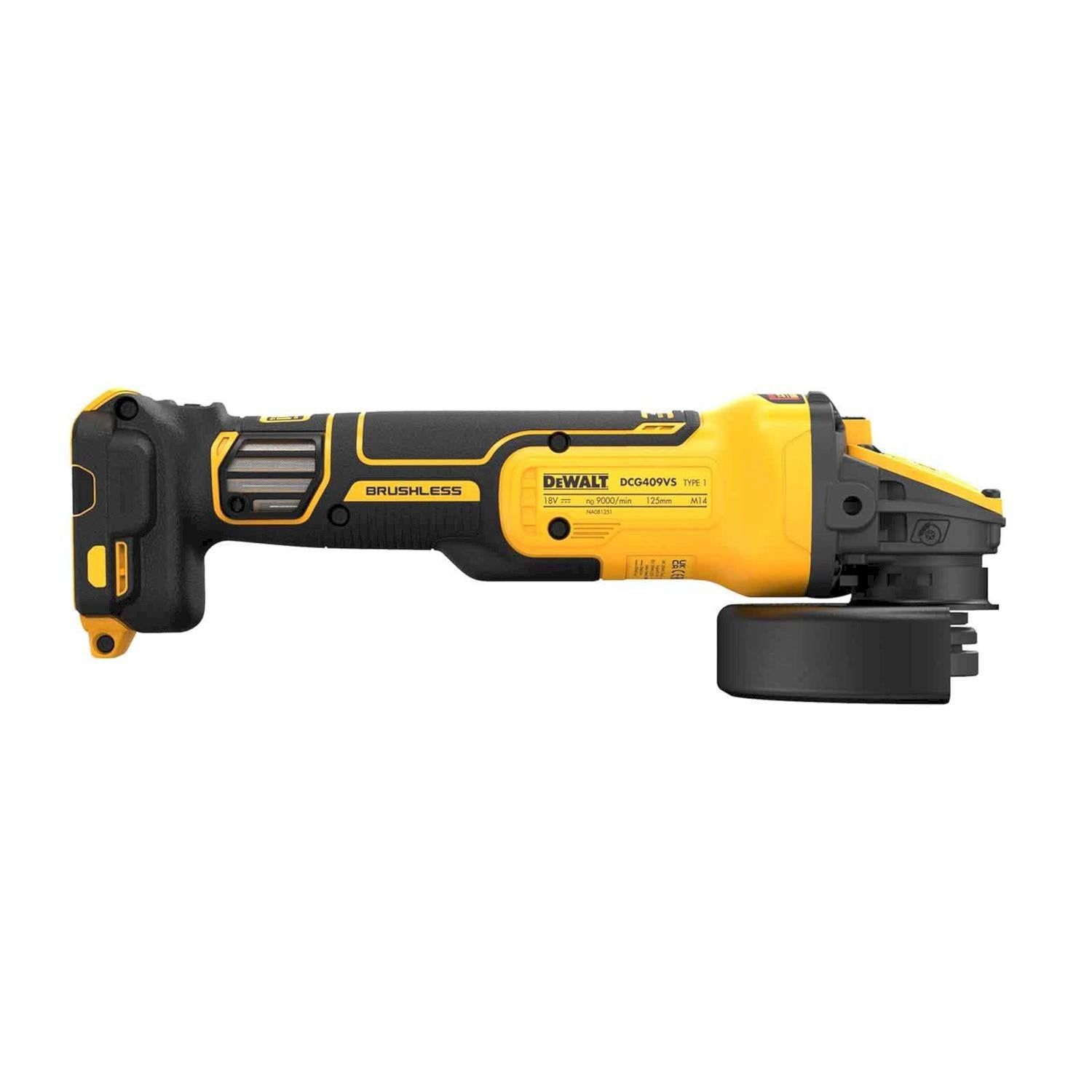 DeWALT DCG409VSNT Accu haakse slijper 125mm 18V XR FlexVolt Advantage Basic Body in TSTAK