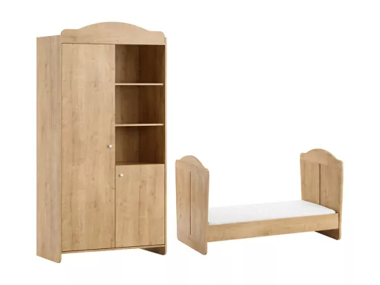 Lit évolutif 70x140 et armoire 2 portes Megeve Bois