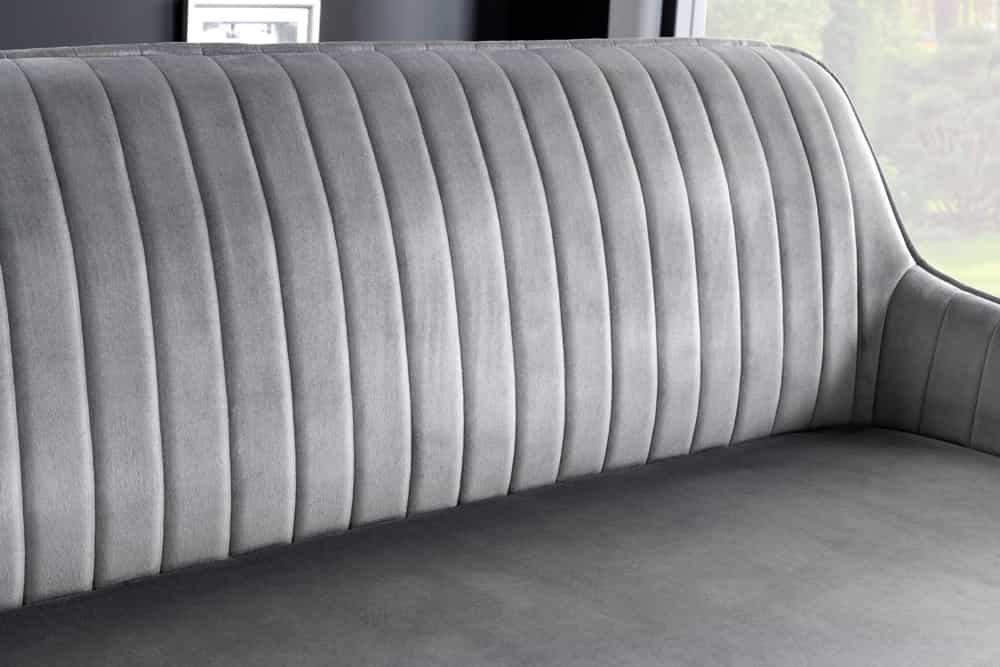 Design Sitzbank TURIN 160cm silbergrau Samt schwarz Metall Armlehne