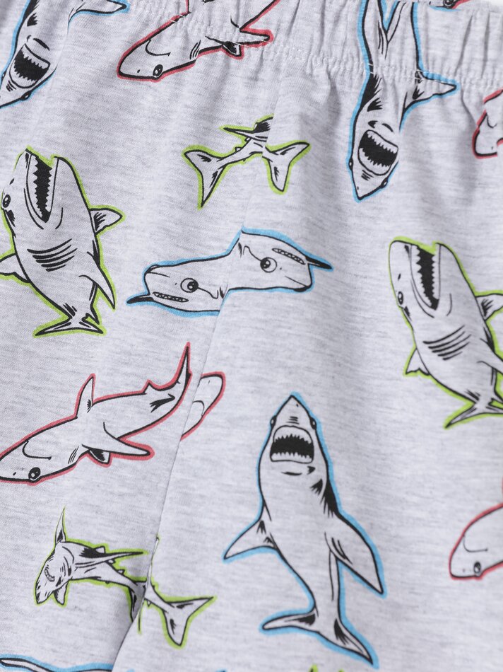 Conjunto de pijama curto estampado - Cinza Mesclado