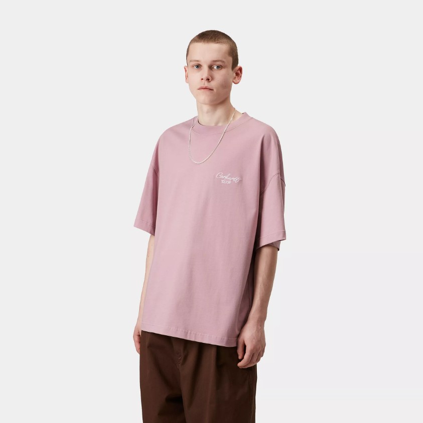 Carhartt WIP SS Signature Script T-Shirt Hortensia / White