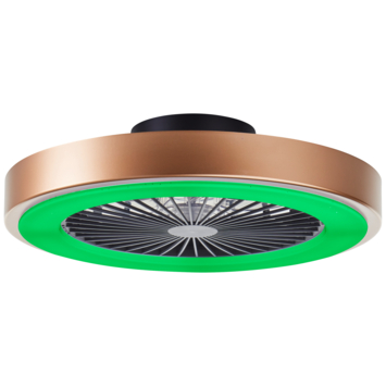 Brilliant plafondventilator Slimline met lamp en RGB functie 40W goud