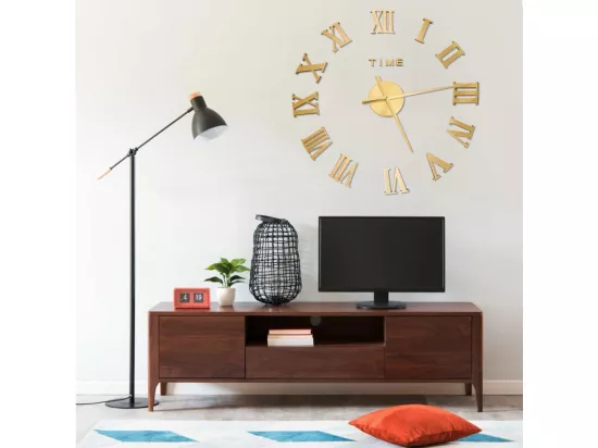 Horloge murale 3D Design moderne Doré 100 cm XXL