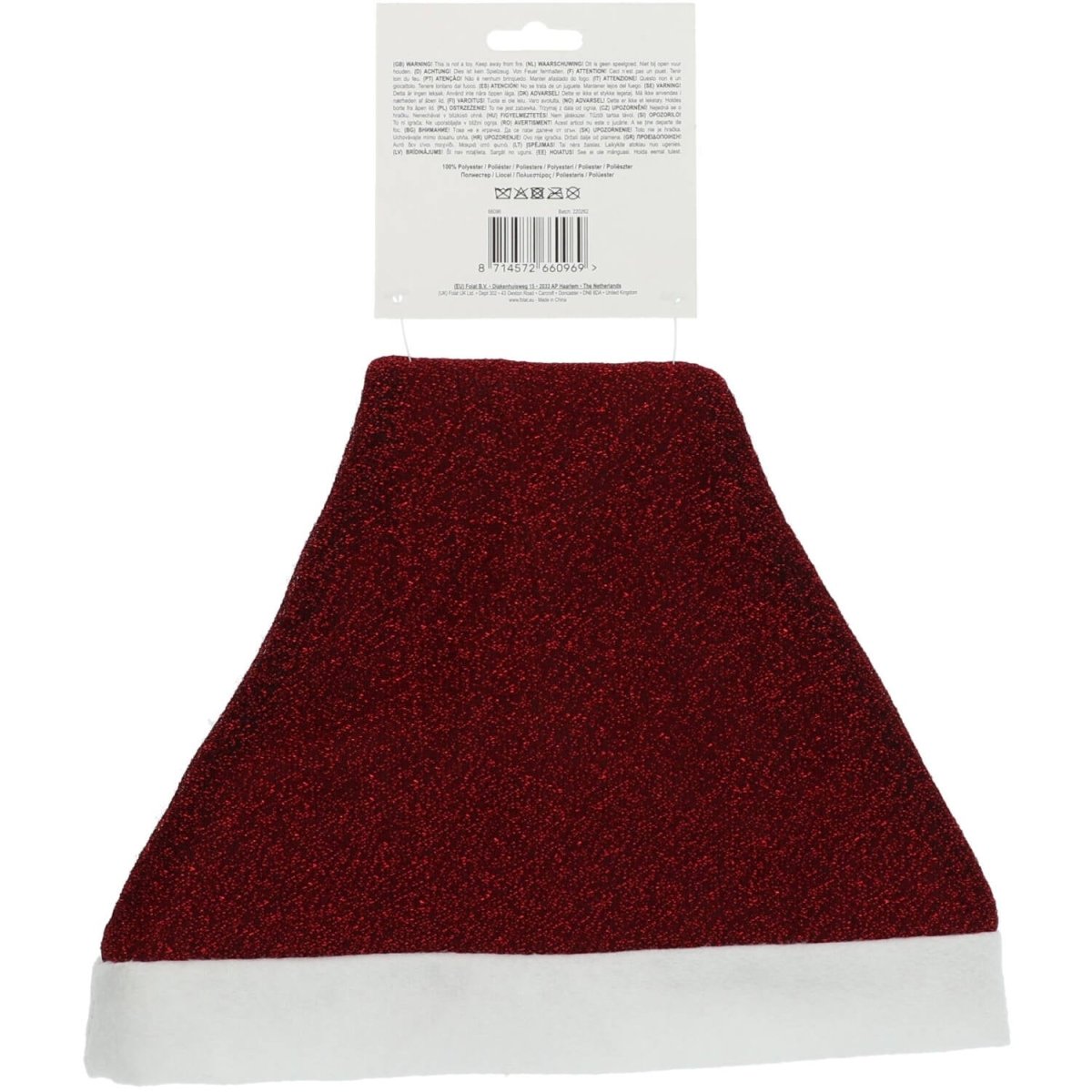Kerstmuts Rood Glitter 58cm