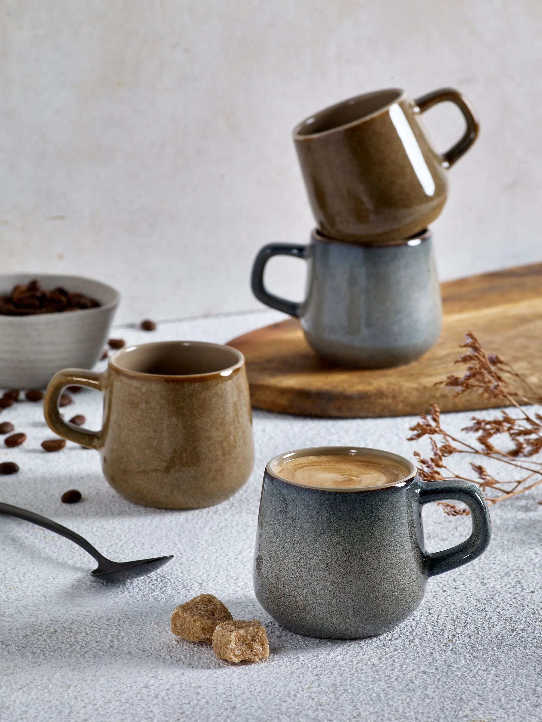 Set of 4 Reactive Glaze Espresso Mugs