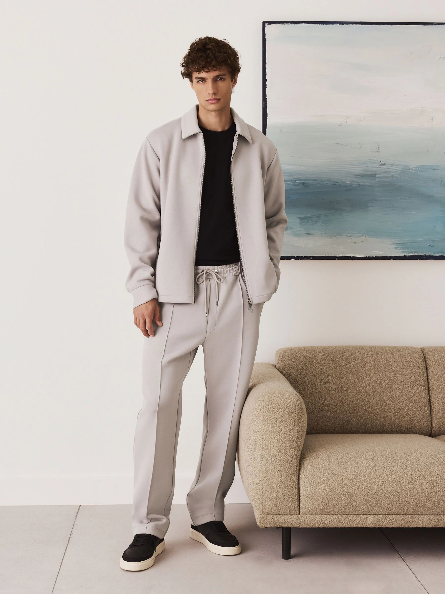 Ice grey - Soft Touch Scuba Zip Through Shacket