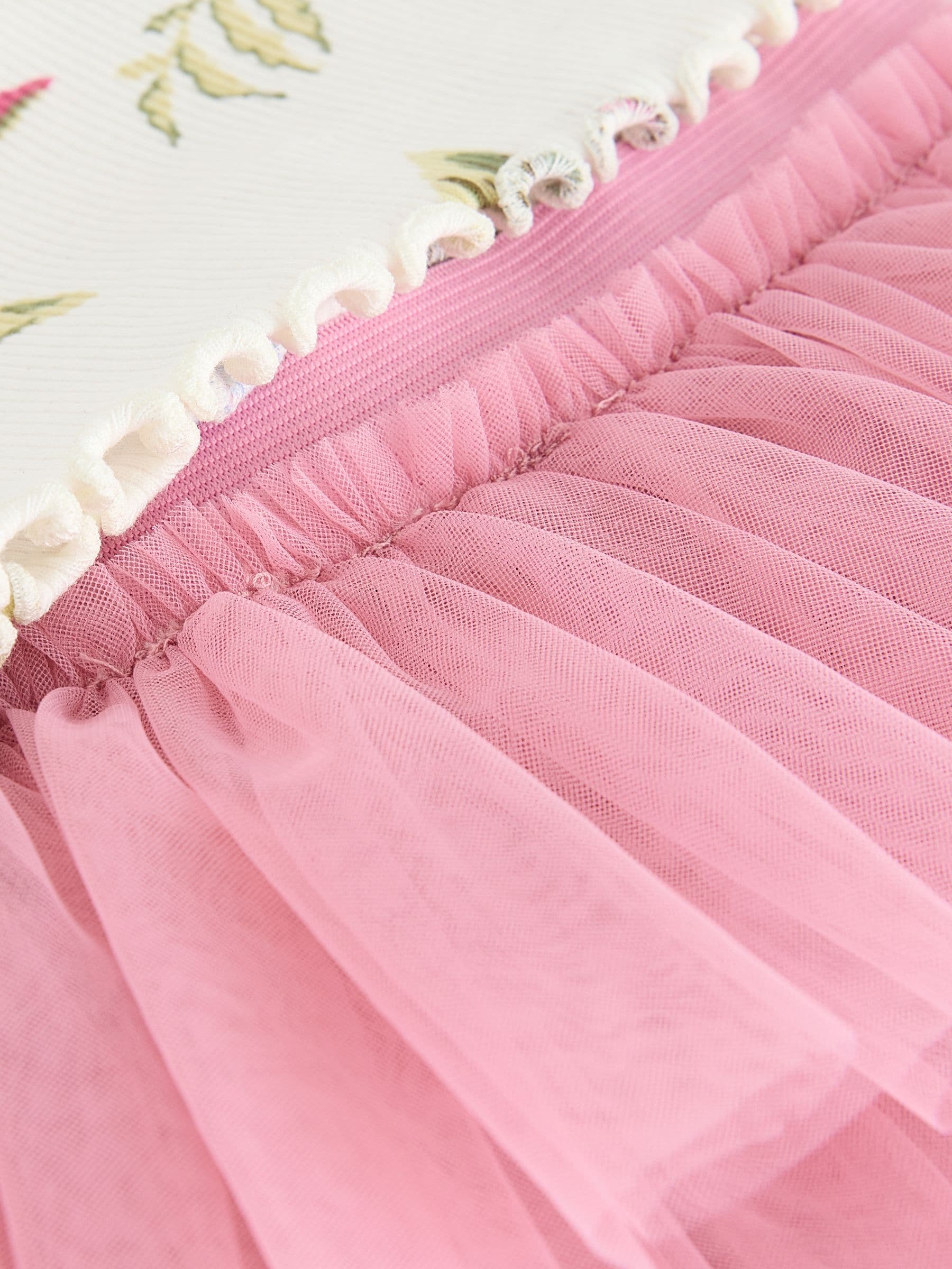 Roze bloemen - Geribbeld T-shirt en tutu-rok (3 mnd - 7 jr)