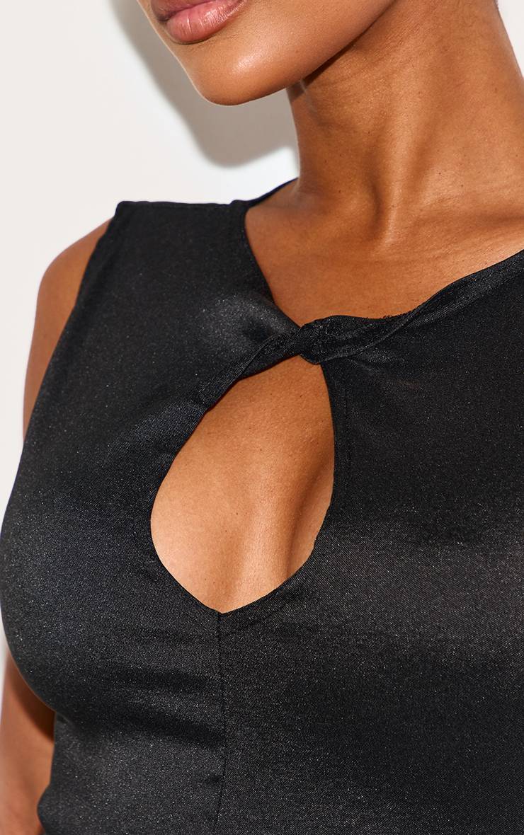 Noir Ensemble Top Col Torsadé Avec Détail Découpe En Tissu Extensible Moulant Shape