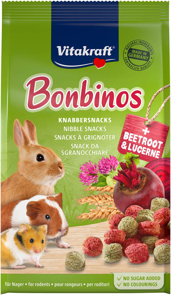 Vitakraft BonBinos - Konijn & Knaagdier Snacks - Biet, alfalfa