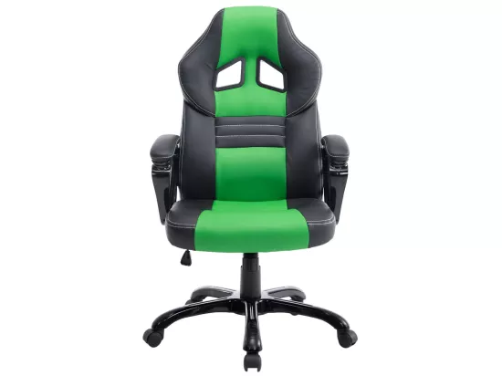 Chaise de bureau - Similicuir & Plastique - Noir / Vert - XL Pedro