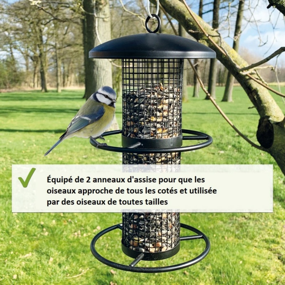Mangeoire oiseaux extérieur à suspendre pour oiseaux sauvages pour jardin balcon distributeur de nourriture «34716 nourri-silo»