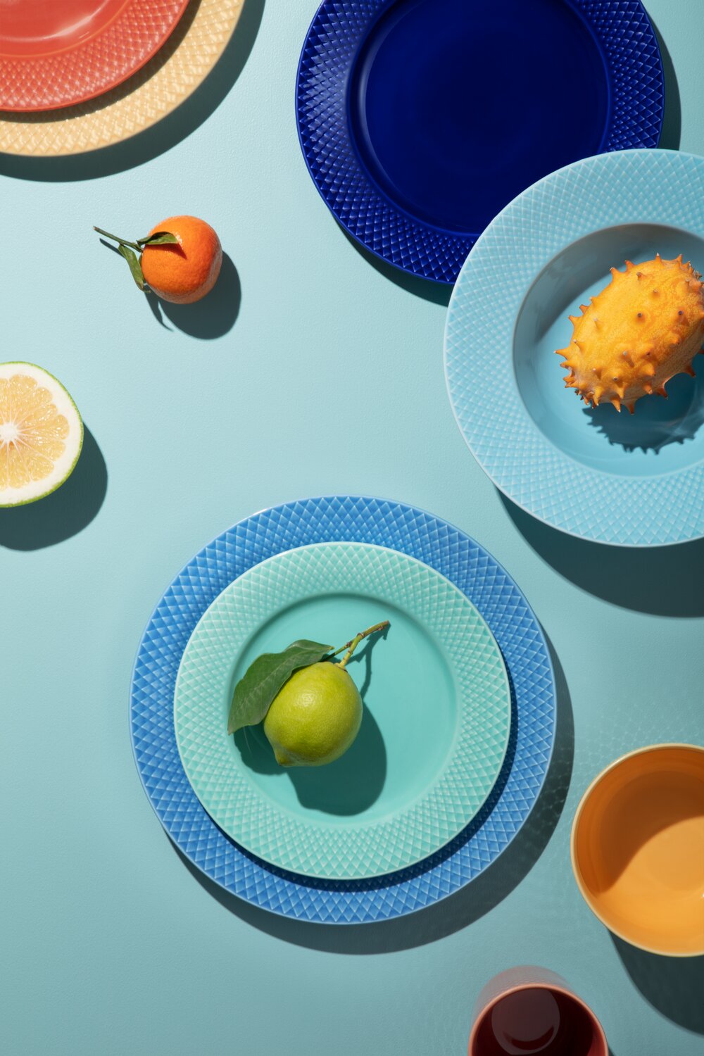 Lyngby Porcelæn  Rhombe Color frokosttallerken, Aqua - Ø21 cm