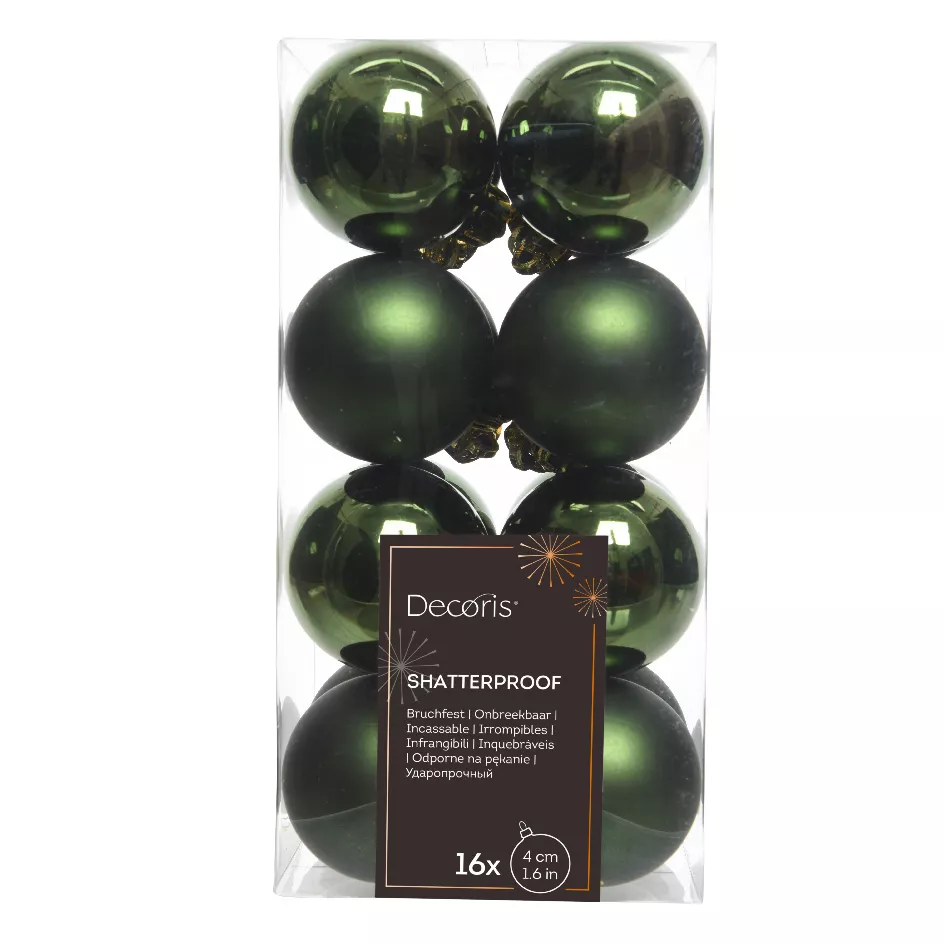 Lot de 16 boules de Noël (D40 mm) Alpine Vert sapin