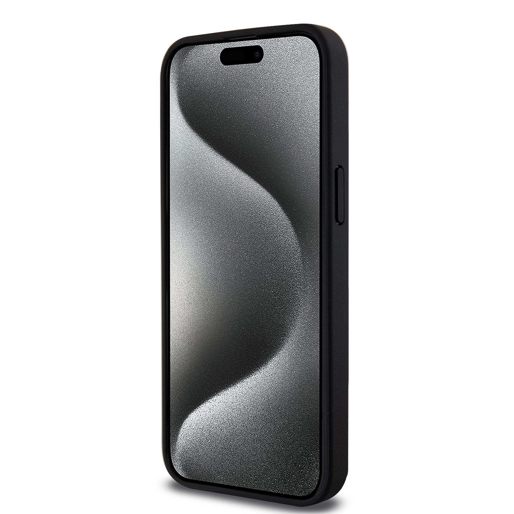 iPhone 15 Pro MagSafe Leder Hardcase Hülle Perforated Twisted Line (BMHMP15L23PUCPK) - Schwarz