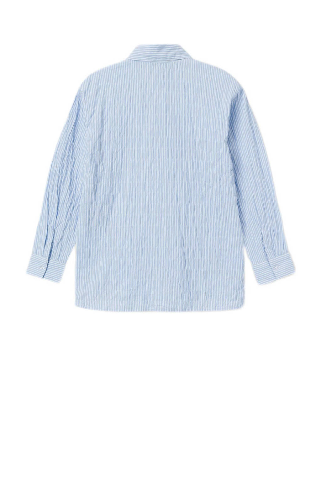 NAME IT gestreepte blouse NKFDUSTRIPES lichtblauw/wit